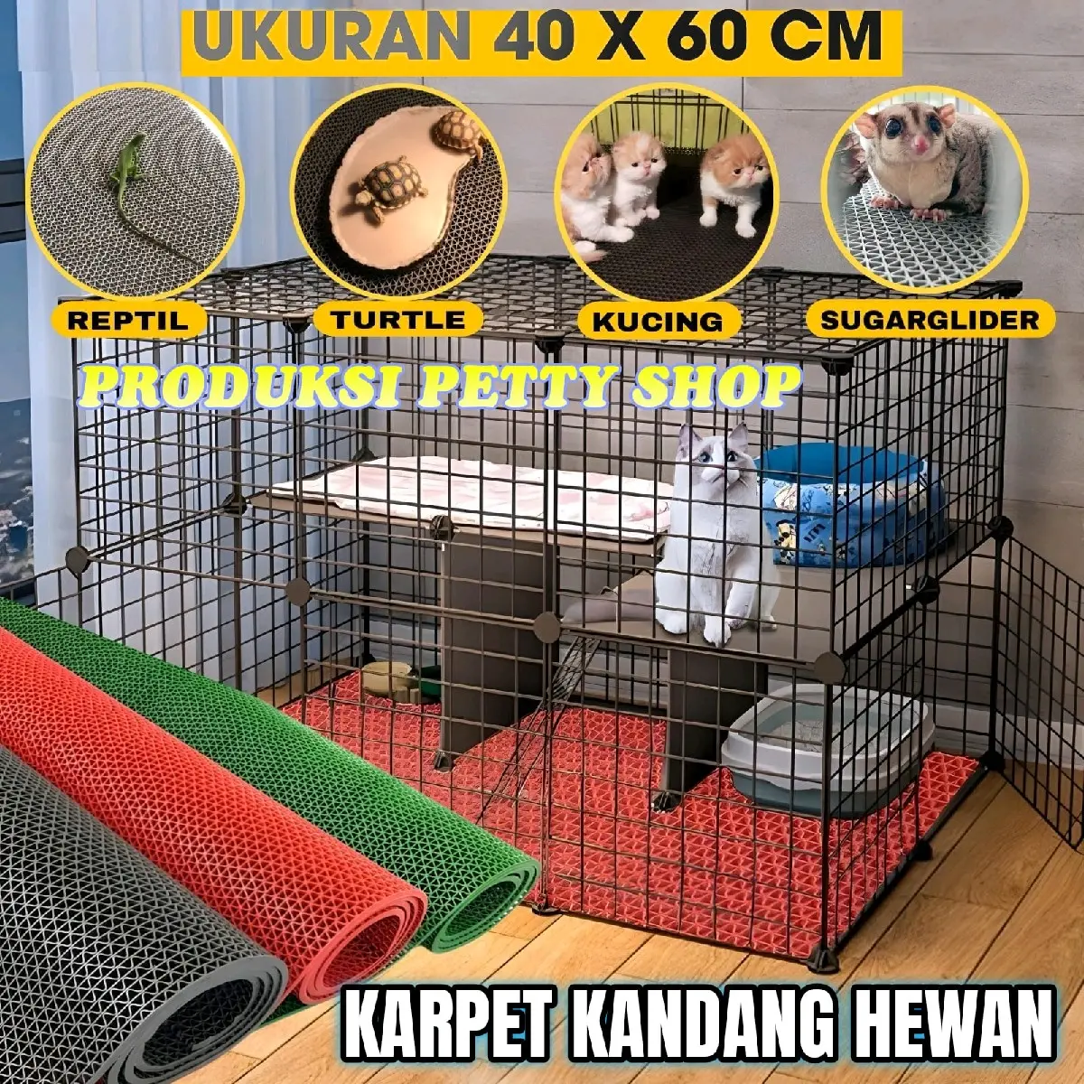 ALAS KANDANG HEWAN [KARPET JARING] 40X60 CM