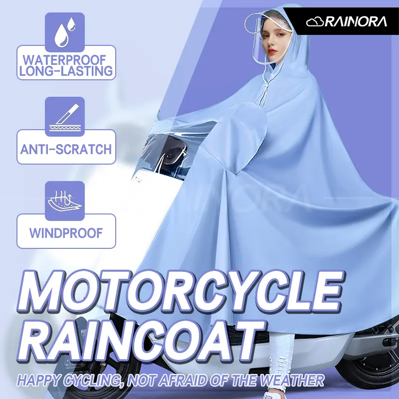 Premium Colored Single Raincoat Thickened Extended Waterproof Oxford Rain Poncho for Adult Electric Scooter, Bicycle & Motorcycle – Heavy-Duty Raincoat