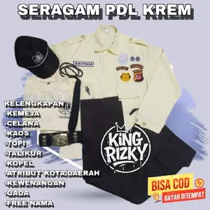 Seragam Satpam/PDH&PDL Krem Terlengkap Termurah Berkualitas - Baju Kerja - Wearpack, Wanita, Celana, Hitam, Safety, Panjang, Katun, Pria