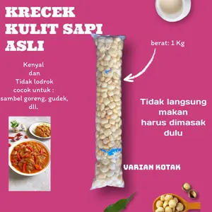 Krecek Kulit Sapi Asli 1 Kg Spesial Untuk Sayur Bentuk Bulat untuk Sajian Sambal Ati dan Sambal goreng Sambel Kentang Pedas Snack Food