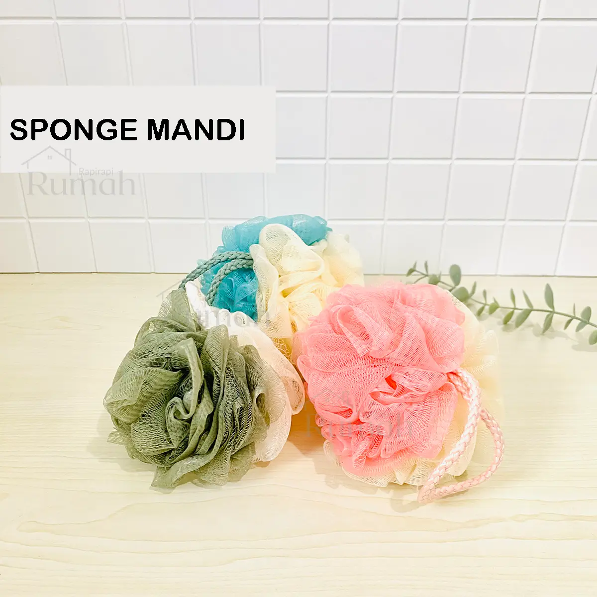 Sponge Spons mandi Shower Puff Cantik Nilon Pink Hijau