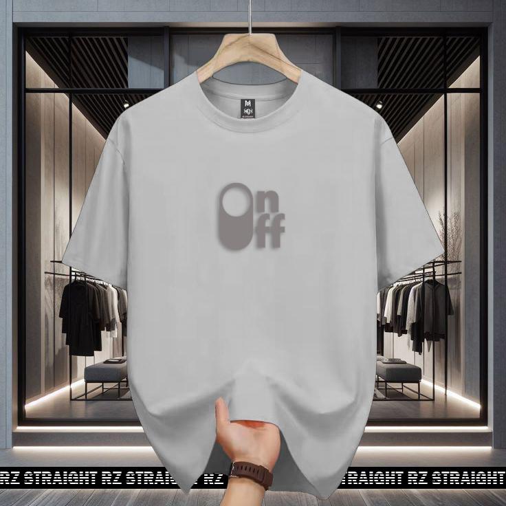 Baju Kaos Pendek Rz Straight On Off Motif Silver Casual Unisex Sablon Cowok - Fit, Panjang 7