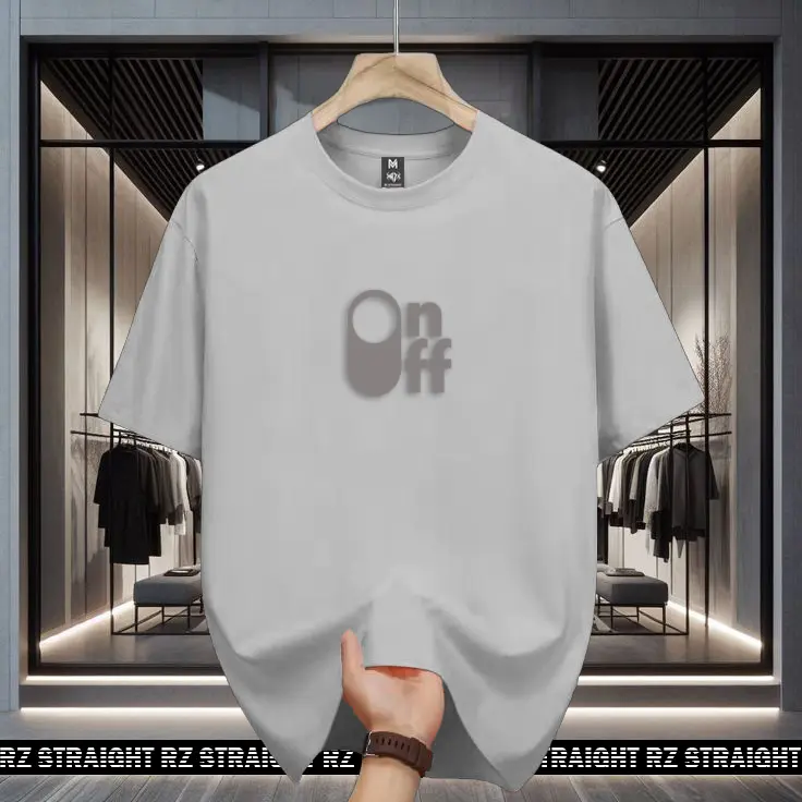 Baju Kaos Pendek Rz Straight On Off Motif Silver Casual Unisex Sablon Cowok - Fit, Panjang 7