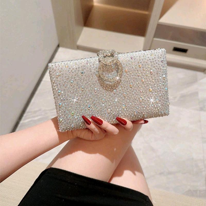 Cốp Đi Tiệc Đính Đá Cầu Vồng Ngũ Sắc Size 20 Túi Xách Nữ Đeo Chéo Women Bag Clutch Cầm Tay Kèm Dây Xích HÀNG QC
