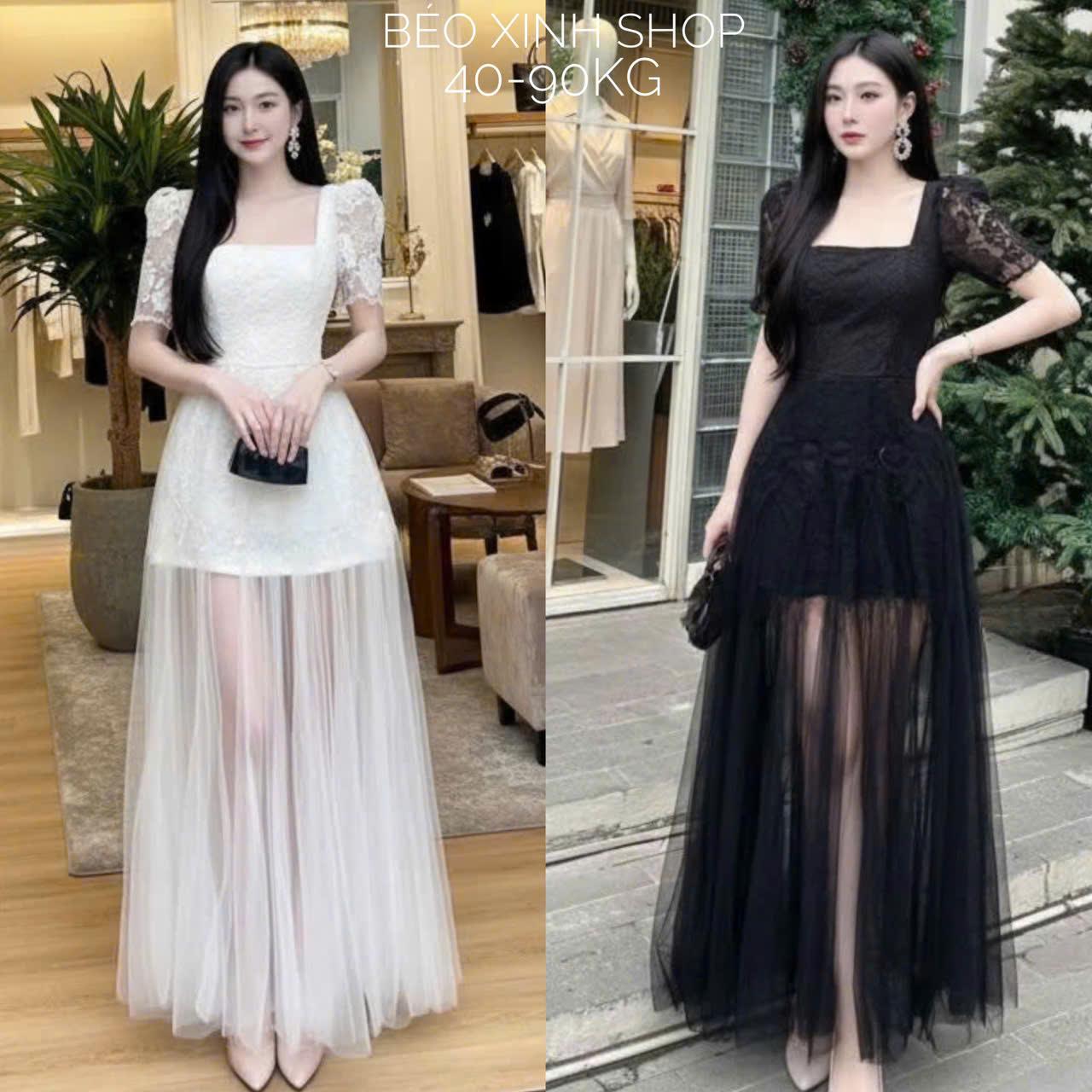 Đầm Dự Tiệc Thiết Kế 2 Lớp Ren Tiểu Thư Phối Vuông (Vải Ren 2 Lớp) Cao Cấp Thanh Lịch Sang Trọng Cho Các Nàng Bigsize 40–90kg Thời Trang Nữ Béo Xinh Shop - A.1697