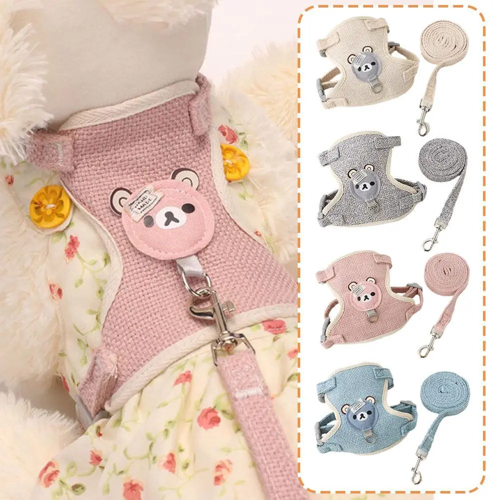 Dây Xích Chó Mèo, Áo Vest Dây Xích, Dây Xích, Gấu Hoạt Hình, Có Thể Điều Chỉnh, Dây Xích Thú Cưng, Dây Dắt Chó Mèo Đi Dạo