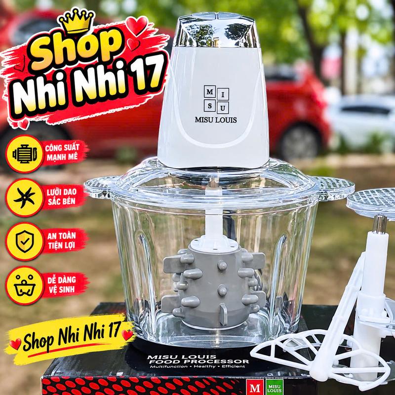 Máy Xay Misu Louis Cối Thuỷ Tinh Dung Tích Lớn 3,5 lít , Xay Đa Năng Tôm, Cua , Thịt , Cá ...vv