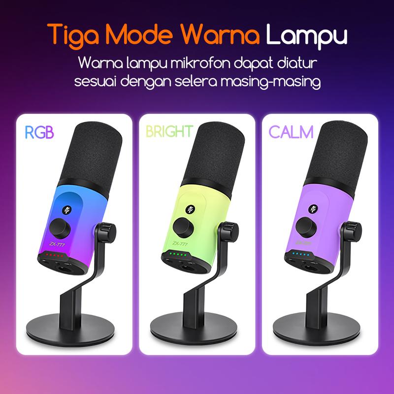 Bonkyo YU7 Mikrofon USB Mikrofon Dinamis Peredam Kebisingan 2-in-1 ...