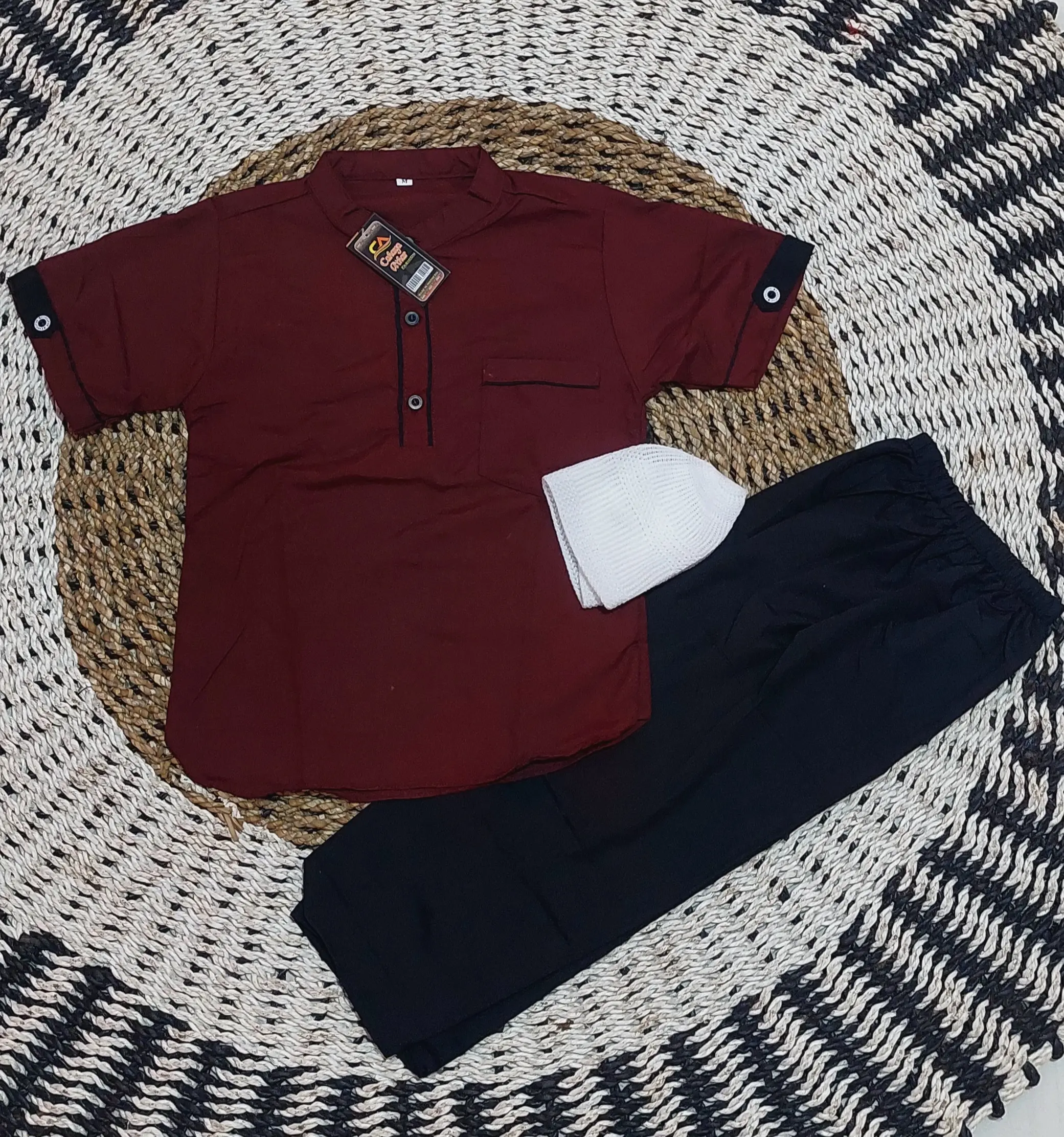 Setelan Koko Anak Umur 2-11 Tahun Bahan Katun Premium Adem Dan Lembut Baju Muslim Kurta Peci