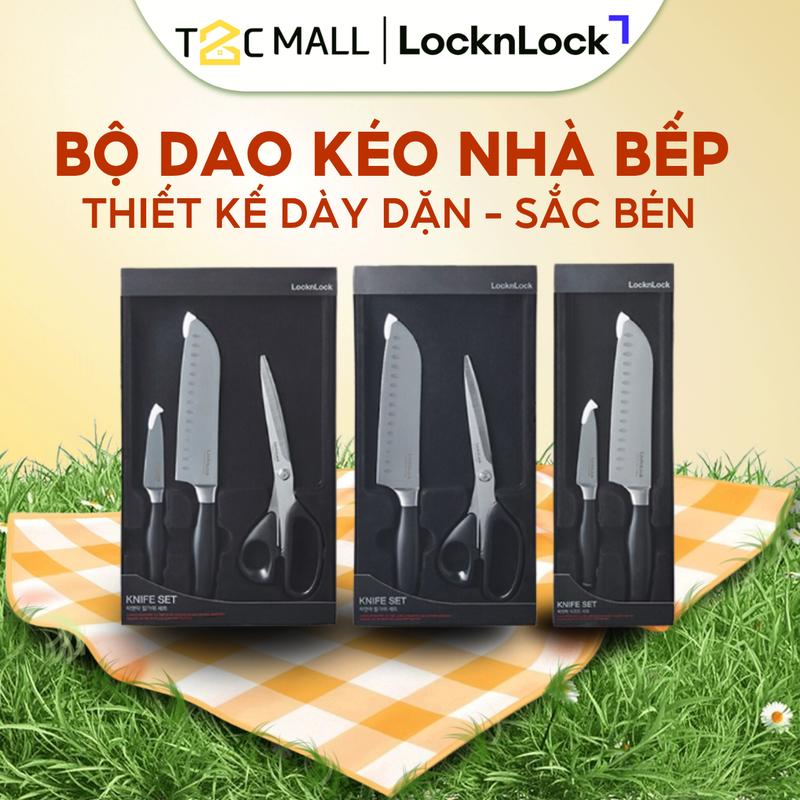 Bộ Dao Kéo Nhà Bếp LocknLock Santoku Thiết Kế Nhật Bản Lưỡi Dao Sắc Bén Chống Ăn Mòn Thái Cắt Thịt, Cá, Rau Củ Quả CKK303 CKK304 CKK305 - T2Cmall