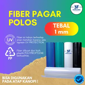 3F GMG - Fiber Plastik Penutup Pagar dan Kanopi POLOS 1 mm Meteran SUPER High Quality