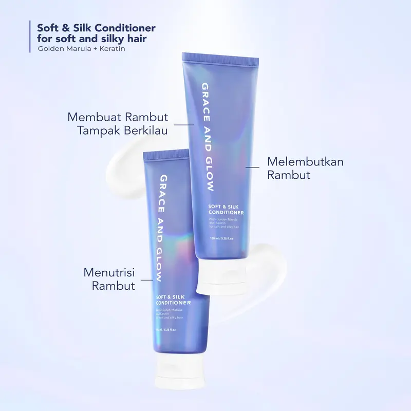 Grace and Glow Soft & Silk Hair Conditioner - Kondisioner Rambut Menjadi Halus dan Lembut with Golden Marula & Keratin for Soft and Silky Hair 1