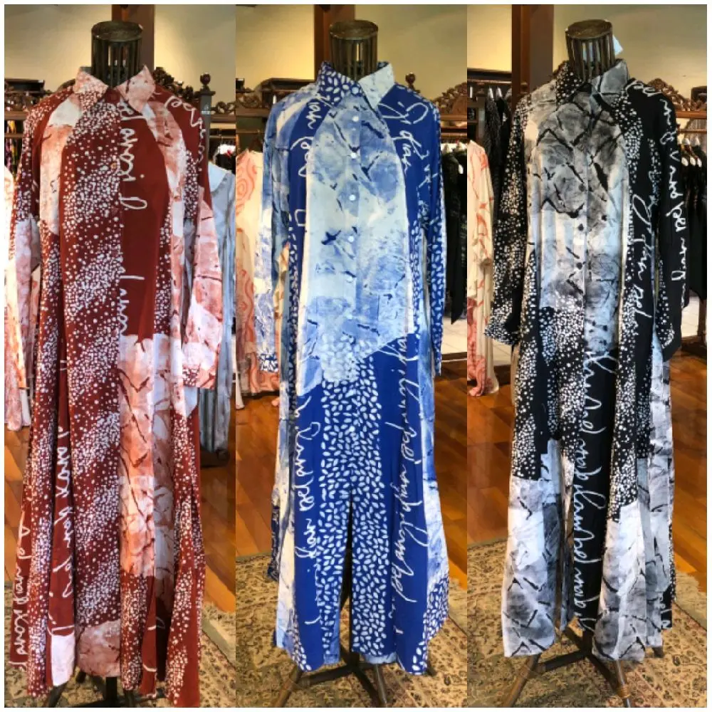Loose dress abaya rayon all size batik abstrak dian pelangi official Pekalongan