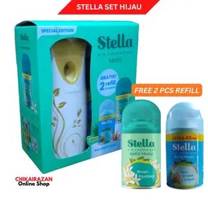 Stella Matic Pengharum Ruangan Semprot Otomatis Elektrik Set Alat + Refill 160ml Bonus Aerosol Jasmine 140ml Timer Meja Dinding