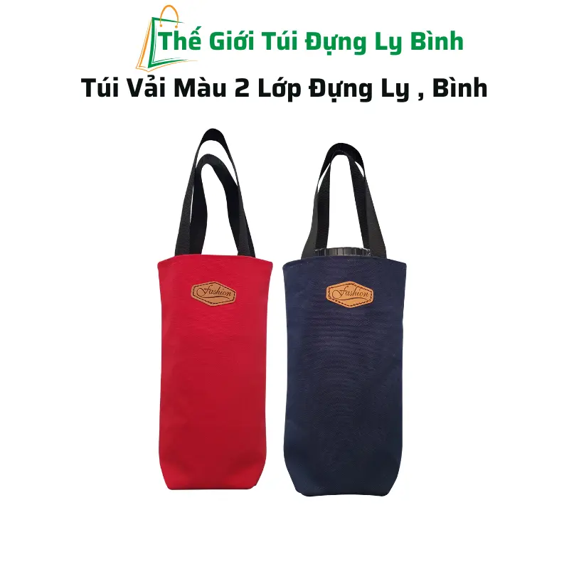 Túi canvas 2 Lớp đựng bình giữ nhiệt, túi vải đựng ly cốc nước giữ nhiệt tiện lợi đi học đi làm