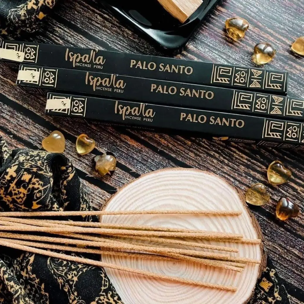 Crystals cleansing palo santo