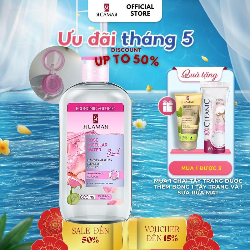 [COMBO 3 SP] Nước Tẩy Trang Micellar Ya Samaya 3-in-1 600ml - Hỗ Trợ Làm Sạch, Dưỡng Ẩm Da Collagen Serum Cosmetic Face Makeup Remover Tất cả các loại da  Women Tẩy Trang Nước Tẩy Trang