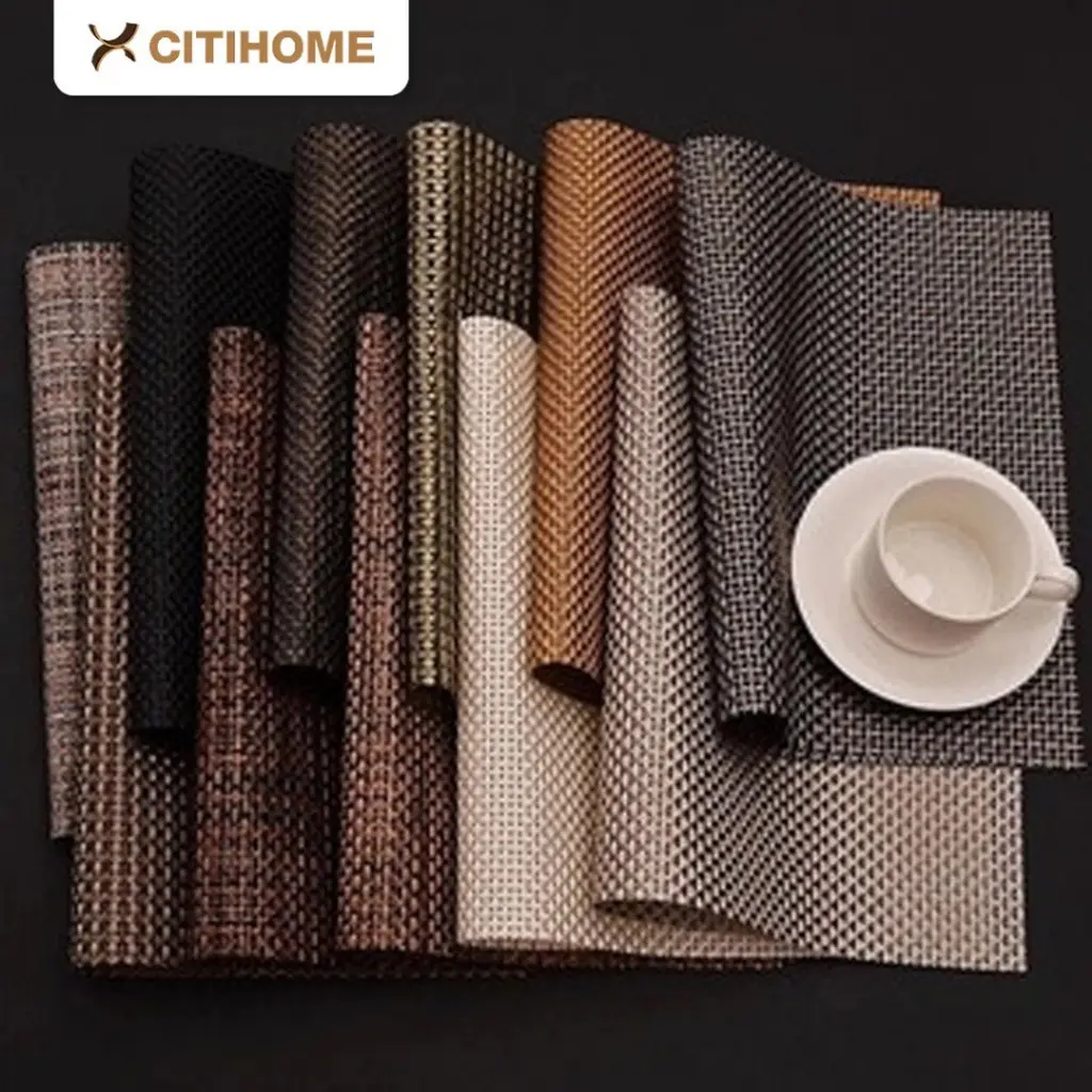 Placemat PVC Premium Desain Anyaman Tahan Panas Anti Slip untuk Dekorasi Meja di Rumah dan Restoran