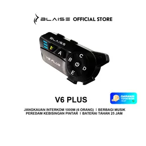 BLAISE V6 PLUS Intercom Helm 6 Orang Jarak 1000M Touring Jadi Seru Baterai Awet 25 Jam [REKOMENDASI]