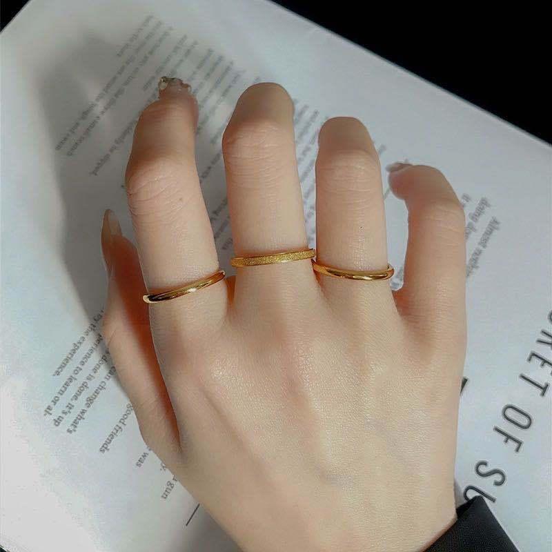 Product Introduction of Women's Rings Set New Fashion and Simplicity Titanium Steel Ring Three Piece Set Polished Stainless Steel Rings 19