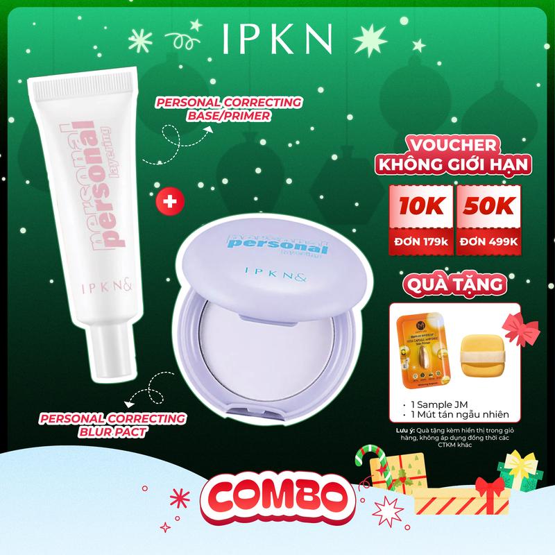  Combo Phấn Phủ Nén Tím IPKN 5.5g Và Kem Lót IPKN Personal Correcting Primer 25ml 