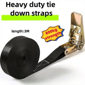 Black Heavy Duty Cargo Lashing Ratchet Cam Strap Buckle Tie Down Belt 2.5cm Width
