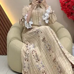 (READY STOK) Lyora dress renda bahan Rayon Diamond gamis lebaran raya series adem lembut jatuh By Candy Outfitku