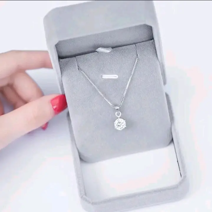 kalung itali liontin permata satu silver titanium anti luntur
