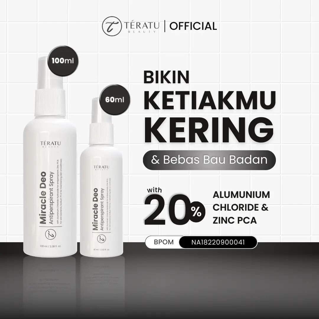 TERATU BEAUTY Miracle Deo Antiperspirant Spray 20% Aluminum Chloride (Efektif Mencegah Keringat Berlebih, Hyperhidrosis)