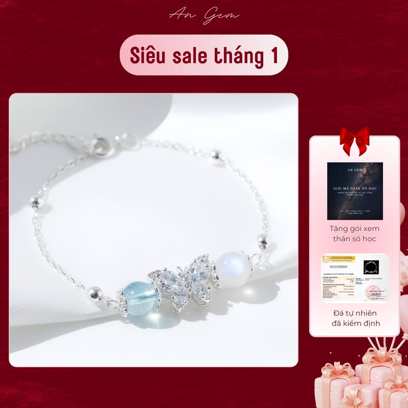  Vòng tay nữ Luna Butterfly mix đá tự nhiên kèm charm bướm màu trắng tinh tế An Gem lắc tay nữ đá năng lượng freesize phụ kiện đeo tay phong thuỷ quà tặng sinh nhật giáng sinh Noel Tết Valentine  TẶNG GÓI XEM THẦN SỐ HỌC  