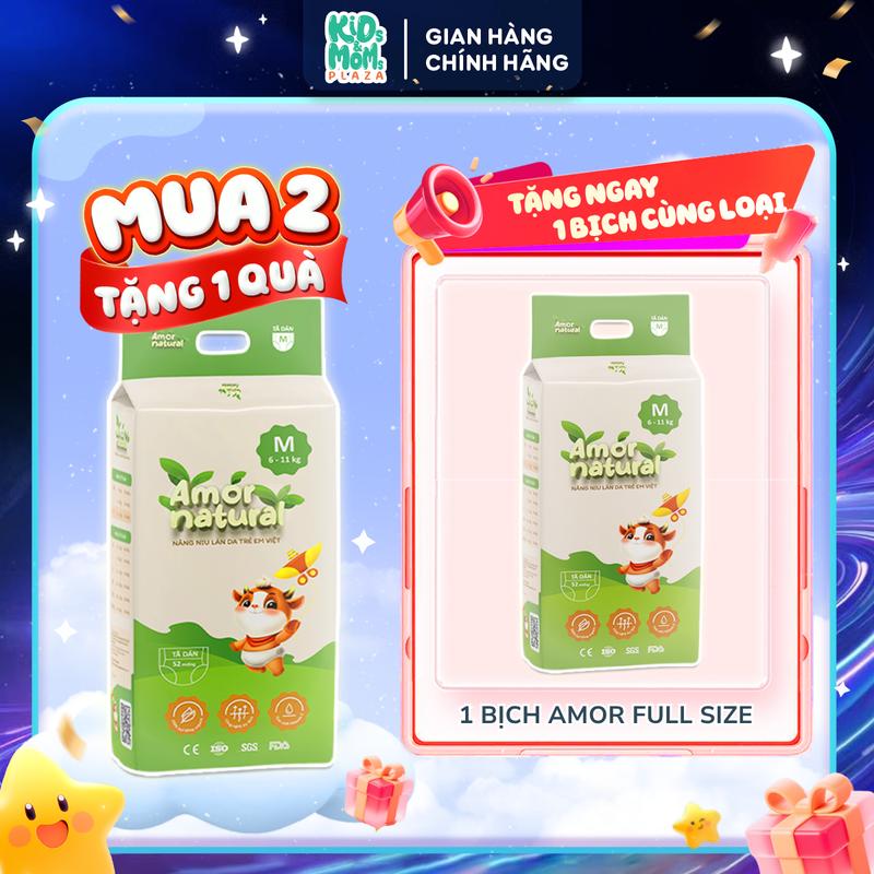 (3A) COMBO 3 BỊCH tã/bỉm quần/dán Amor Natural Việt mỏng mát, ngừa hăm size NB tới 4XL
