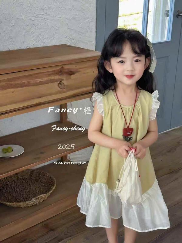 [VHH065] Quần áo trẻ em, Set váy  kèm vòng cổ QCCC loại 1 chất tơ mềm mát, nhẹ phong cách dễ thương cho bé gái 5