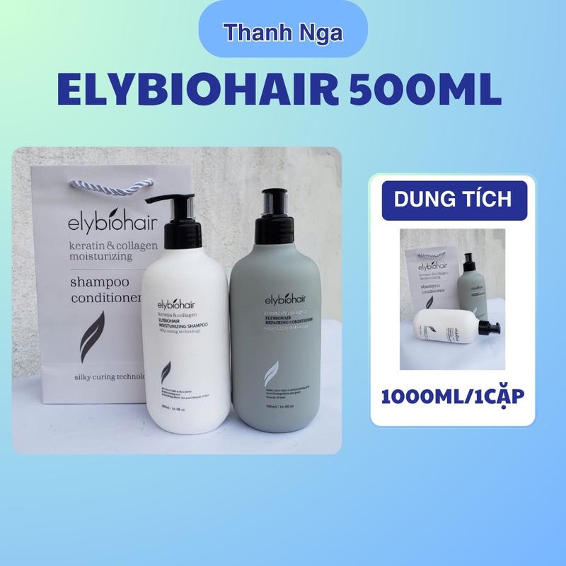 Cặp Dầu Gội Xả Elybiohair dung tích 500mlx2. Hỗ trợ Phục Hồi tóc khô sơ hư tổn! Dưỡng Tóc