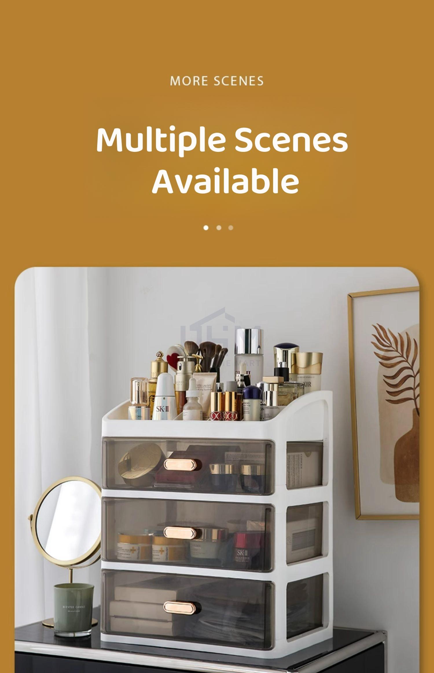 SG Makeup Storage Box Cosmetic Organizer Skincare Storage Box Quality Makeup organizer Case Dustproof With Handle and Drawer Plastic Kitchen Room