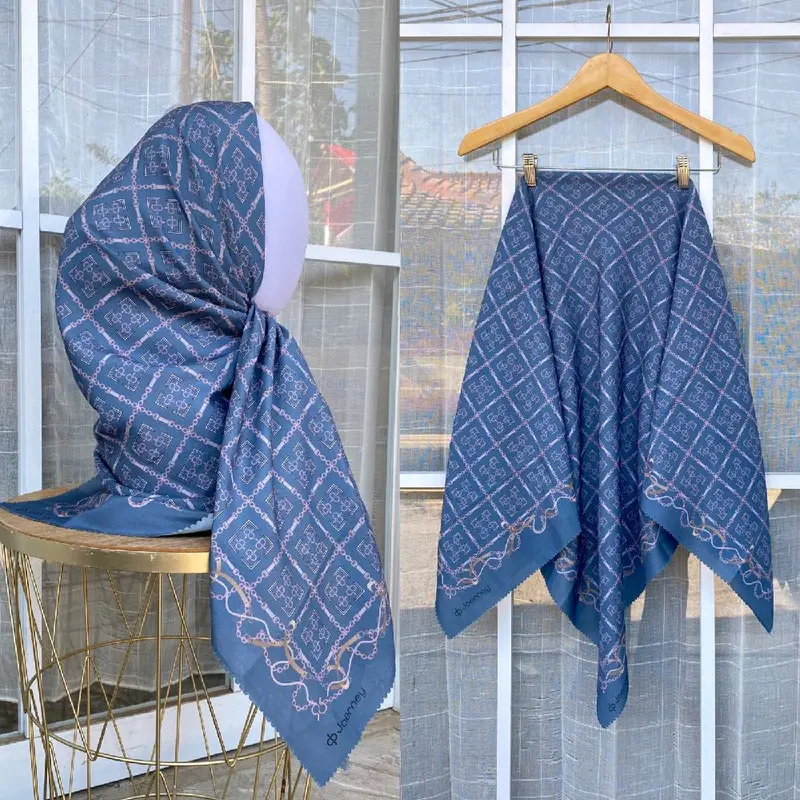 SEGI EMPAT VOAL MOTIF SERIES JP JORNEY | SEGI EMPAT MOTIF VOAL LASERCUT Jilbab Square Muslim Kerudung Printing Mewah 3