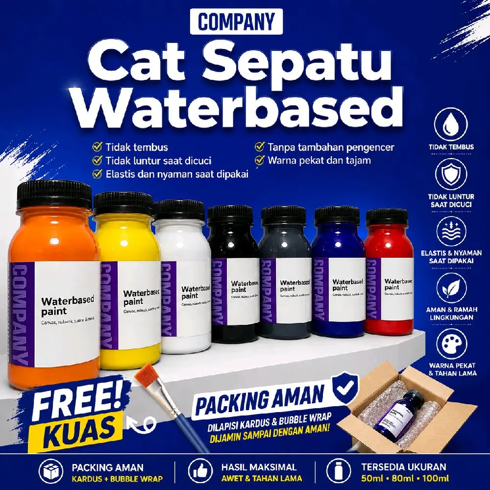 Cat Sepatu Original Awet 50ml 80ml 100ml – Cat Waterbased Topi Tas Canvas Mesh Nubuck Corduroy