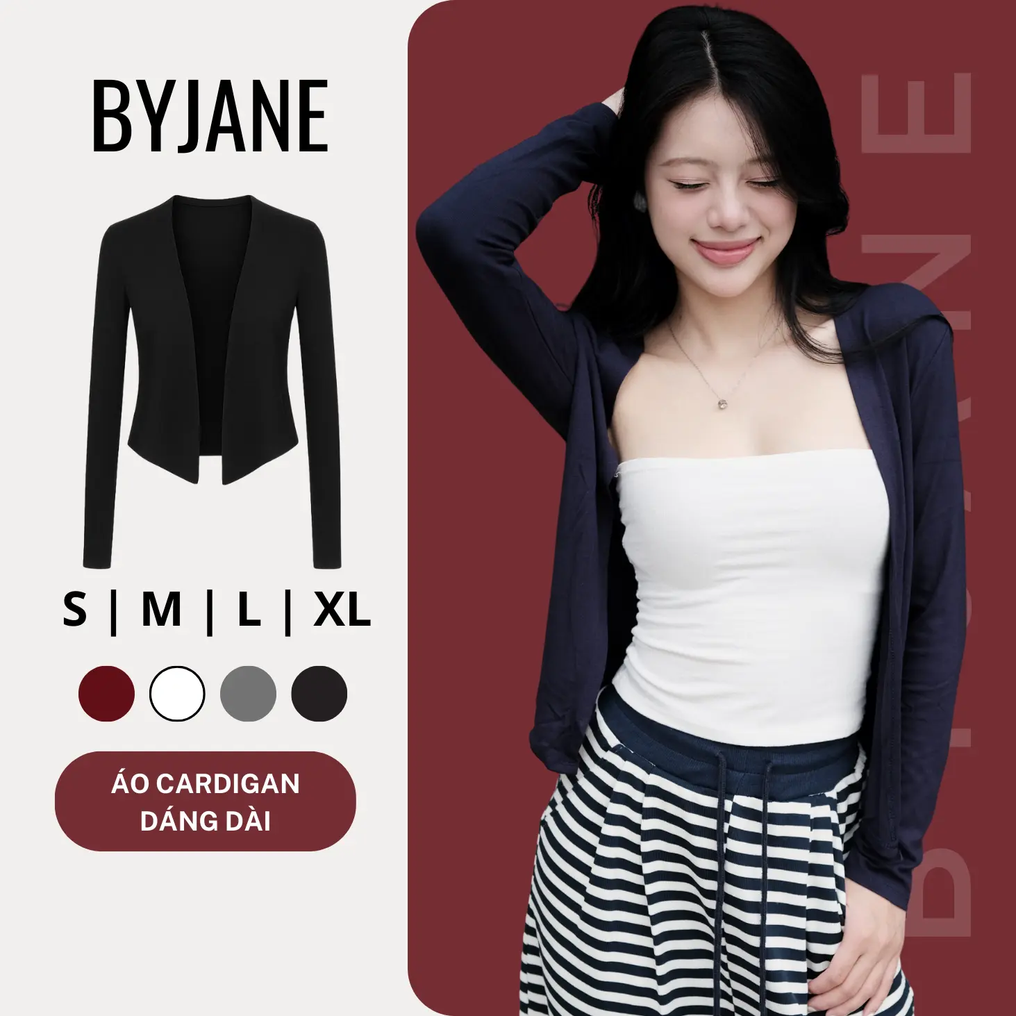 Độc quyền BYJANE Áo khoác Cardigan dáng dài Premium Chic nàng thơ - 901