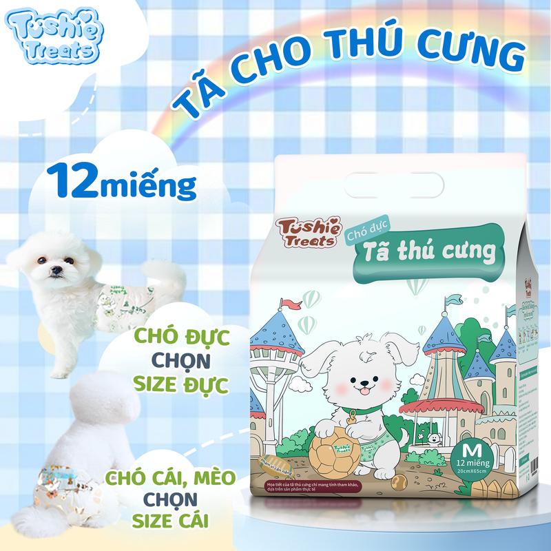 Tã cho chó mèo Tushie Treats cao cấp, Mèo chọn size CÁI, tã bỉm thú cưng bịch…