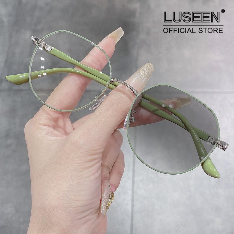 LUSEEN AG2267, Kính Mắt Chống Bức Xạ, Đổi Màu, Dành Cho Phụ Nữ Và Nam Giới, Mắt Kính Có Thể Thay Thế, Thời Trang, Gọng Tròn Toàn Vành