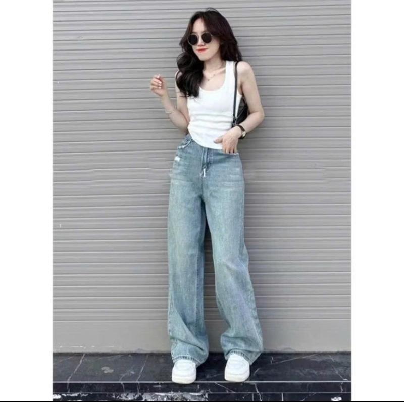 Quần Jean Suông Nữ Ống Rộng Rách Túi Sau 2 Màu Đậm Nhạt Cực Đẹp(Chất Đẹp-Có Sẵn)L1 0