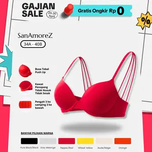 SanAmoreZ (1 Pc) | Wire Push Up Bra / Bra Kawat Push Up - Cotton / Polyamide | Size 34A - 36C | 2 Style Hook Bra Multiway | Rotesser Wire Bra