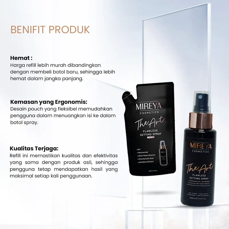Refill Mireya The Art Flawless Setting Spray 80ml - Mireya Setting Spray & Finishing Spray Cosmetics Make Up Face Mist 3