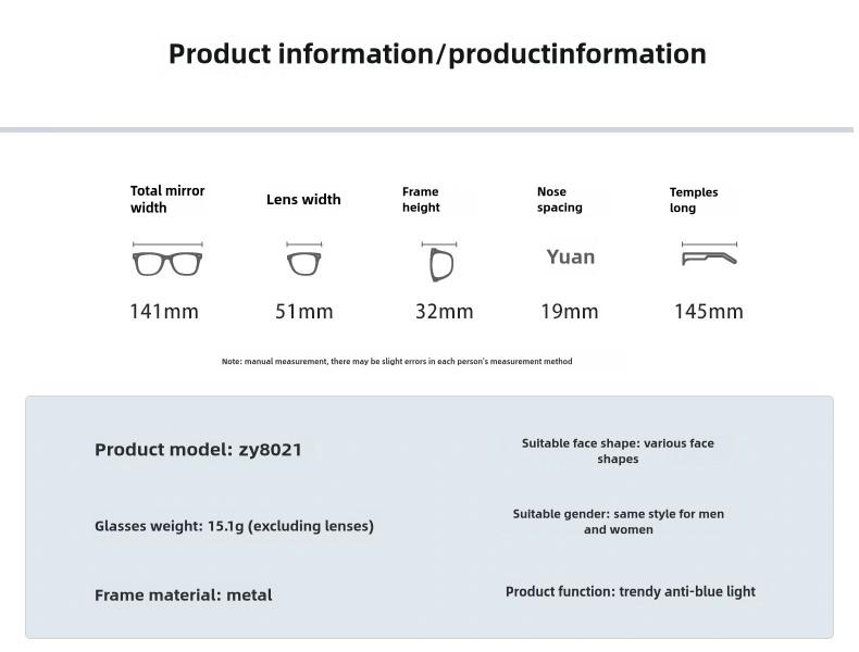 Product Introduction of Gọng Kính Mắt, Phong Cách Cổ Điển, Kim Loại, Viền Mỏng, Hình Chữ Nhật, Thiết Kế Sạch Sẽ Tròng Kính 4