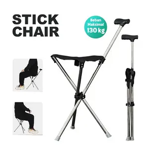 HEIBEI Tongkat Jalan Kursi Lipat 2in1 Foldable Chair Portable 80cm - HB-201