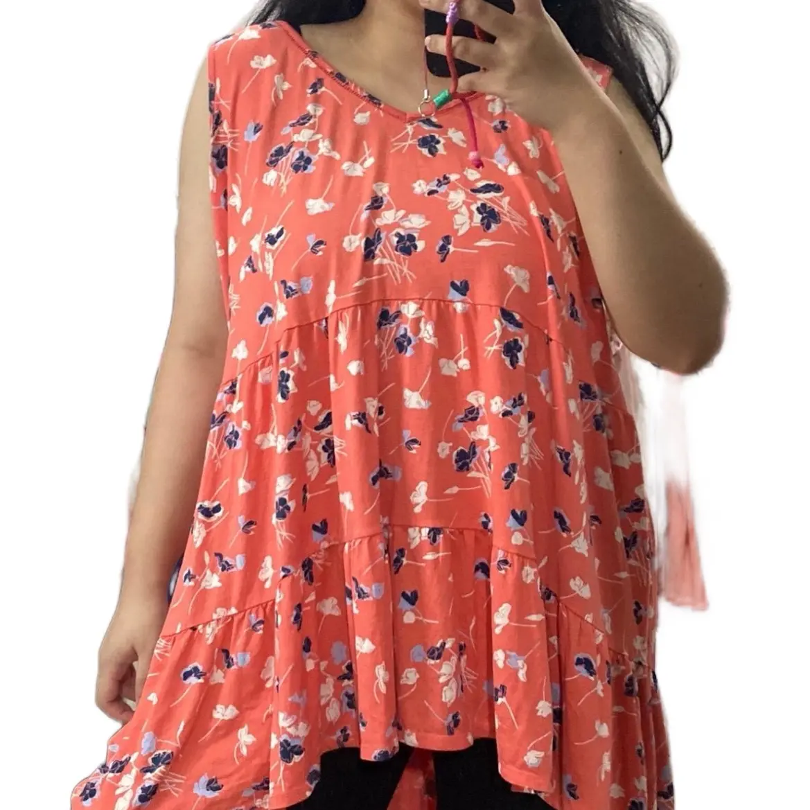 Terra Sky Motived Coral Dress Tank Top