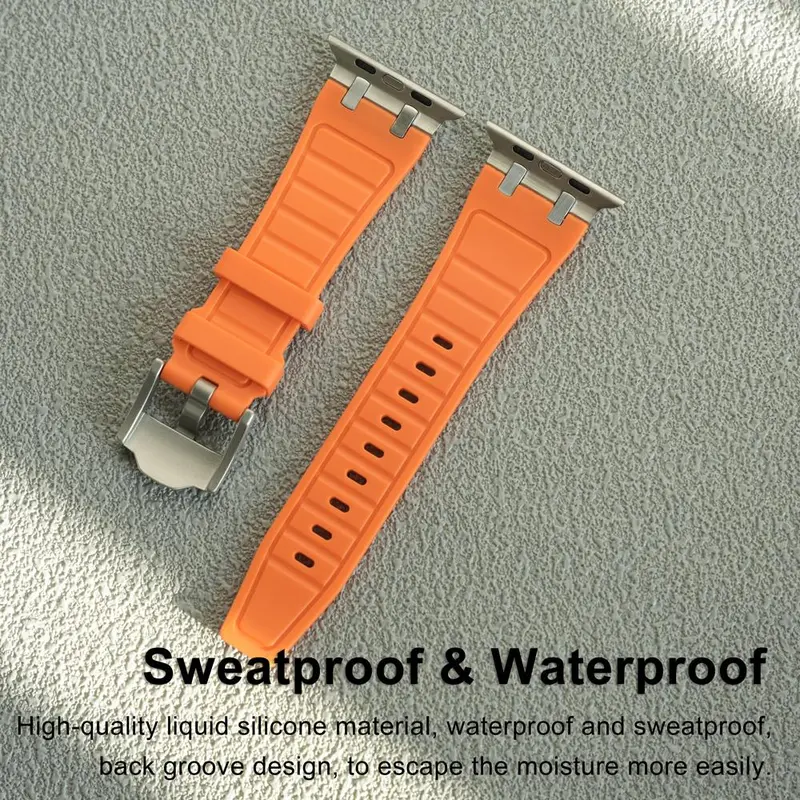 Dây đeo cao su silicon lỏng thể thao, cho iWatch Ultra 49mm, 45mm, 44mm, 41mm và 40mm, dây đeo đồng hồ với Bộ Chuyển Đổi bằng thép không gỉ, cho iWatch Dòng 8, 7, 6, 5, 4, SE2, dây đeo thay thế bền, với hộp gói 5