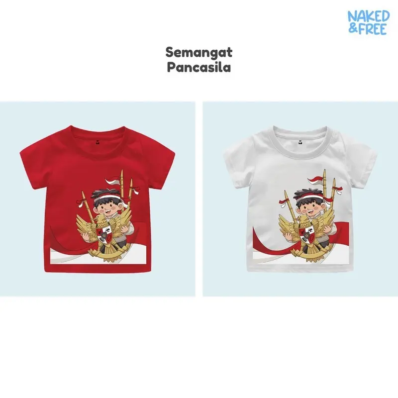 Naked & Free Baju Kaos Kemerdekaan Bayi Anak Remaja Dewasa Generasi Pancasila Series Bahan Katun 30s 5
