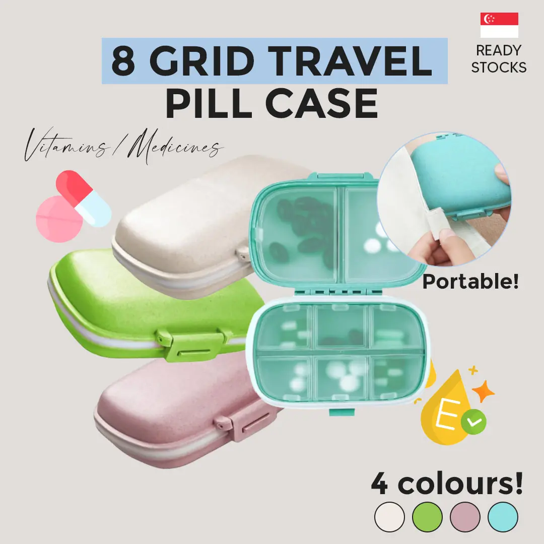 【SG Ready Stocks】Travel Portable Pill Case Medicine Storage Box Vitamin Tablet Box 8 Individual Pill Box Weekly Travel Pillbox Medicine Organiser Aid