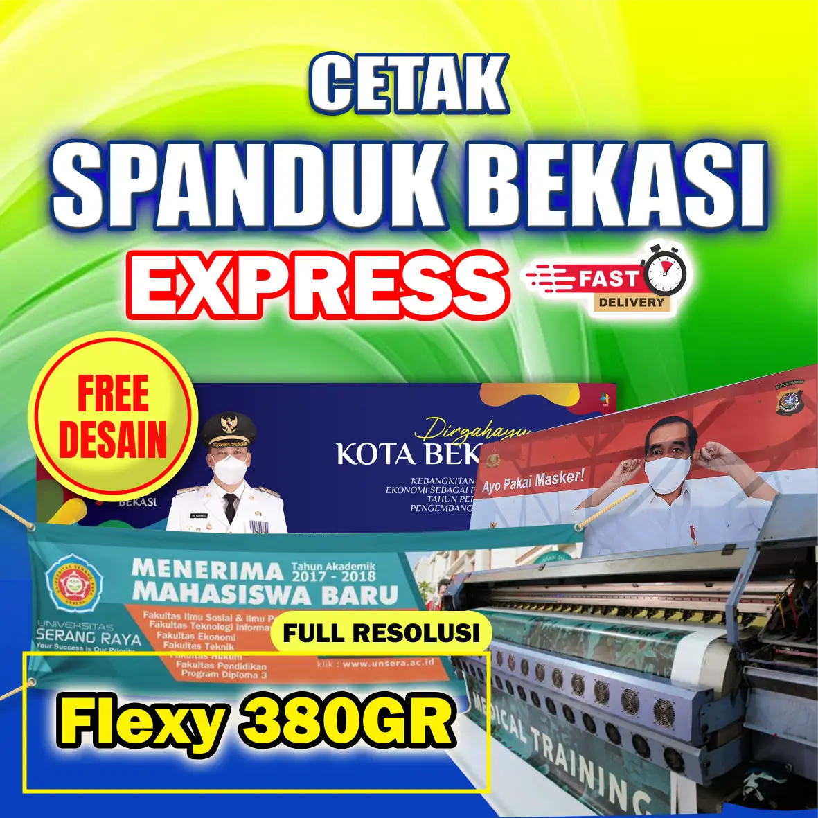 CETAK SPANDUK BANNER EXPRESS BEKASI FREE DESAIN 380GR