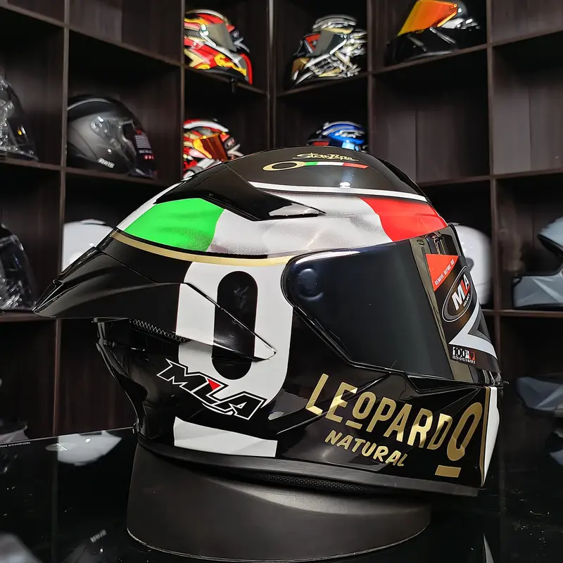 Helm MLA TT-COURSE Motif Leopard Blue/Red/Gold - Visor Single, Fullface Model Kyt Ttc - Kaca, Motorcycle 6